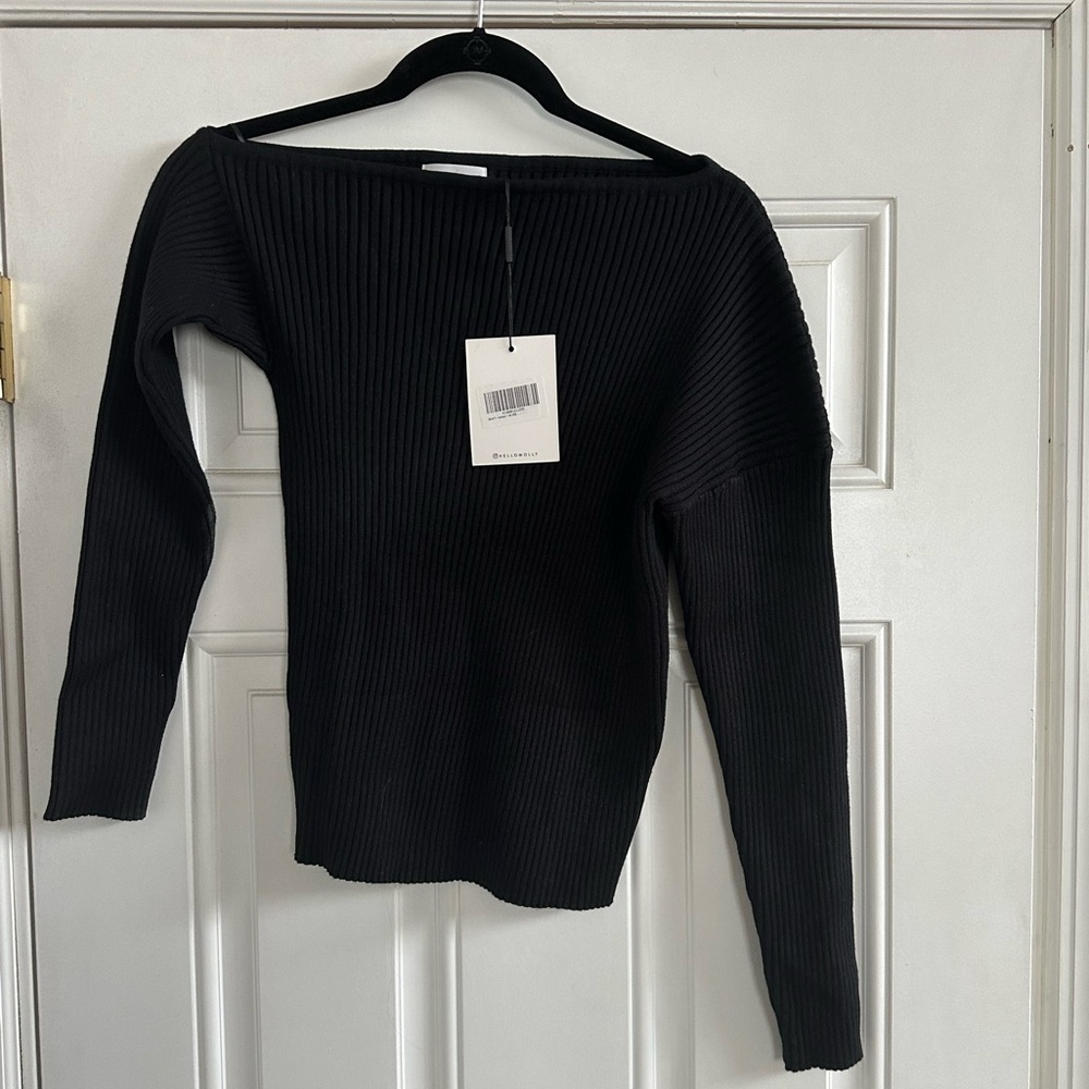 Hello Molly Black Off-the-Shoulder Sweater